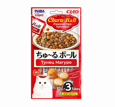 INABA CIAO Churu Ball для кошек шарики с кремовой начинкой (ТУНЕЦ МАГУРО) 3 шт по 10 г