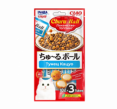 INABA CIAO Churu Ball шарики для кошек с кремовой начинкой (ТУНЕЦ КАЦУО), 3 шт по 10г