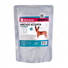 PETSNOB пауч для собак (МЯСНОЕ АССОРТИ, ПЕЧЕНЬ), 400 г