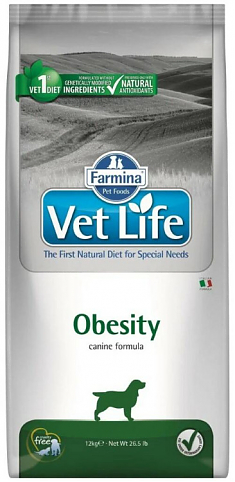VET LIFE OBESITY для собак для снижение избыточной массы тела 12 кг
