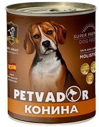 PETVADOR консервы для собак Конина/тыква 850гр (уп.9шт), шт