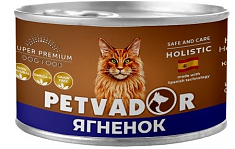 PETVADOR консервы для кошек Ягненок и лосось 100гр (уп.12шт), шт