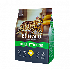 MR. BUFFALO STERILIZED для стерилизованных кошек и кастрированных котов, (КУРИЦА), 1,8 кг.