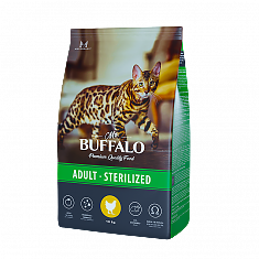 MR. BUFFALO STERILIZED для стерилизованных кошек и кастрированных котов, (КУРИЦА), 10 кг.