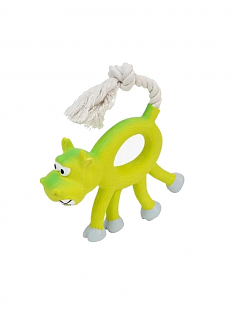 ЛАТЕКС ZOO Игрушка для собак Корова с канатным хвостом, 12 см