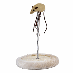 Игрушка для кошек Мышка на пружинке (h=25 см, d=16 см), микс, NUNBELL