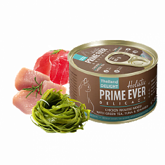 Prime Ever 3A Delicacy Мусс цыпленок с тунцом с зеленым чаем и водорослями для кошек 0,08 кг
