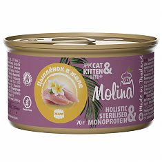MOLINA, Консервы для котят и кошек, Цыпленок в желе, 70 г, М6034