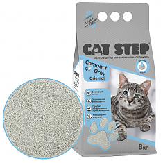 CAT STEP Compact Grey Original Наполнитель комкующийся минеральный, 8 кг