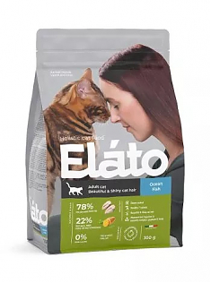 ELATO HOLISTIC для кошек для красивой и блестящей шерсти (РЫБА), 300 г.