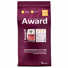 AWARD IndoorBigСats для взрослых кошек крупных пород (говядина,курица,брокколи,юкка Шидигера) 10кг