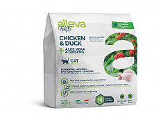 Alleva Holistic Корм для взрослых кошек с курицей и уткой, алое вера и женьшенем 0,4 кг