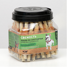 Лакомство СВЕЖЕСТЬ барбекю по-охотничьи КУРИЦА для собак, 750 г. GREENQZIN.