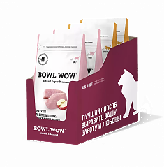 BOWL WOW Шоу-бокс для взрослых кошек 100 гр - 4 вкуса