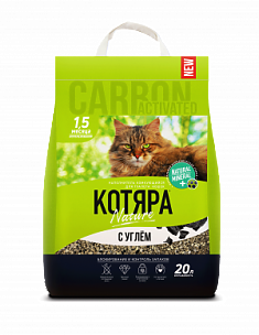 КОТЯРА Наполнитель комкующийся с активированным углем 20 л., 8,4кг 