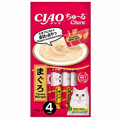 INABA Ciao Churu пюре для кошек (ТУНЕЦ МАГУРО), 4 шт по 14 г