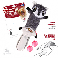 PLUSH FRIENDZ Игрушка для собак Шкурка енота со сменными пищалками, 37 см