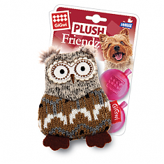 PLUSH FRIENDZ Игрушка для собак Сова со сменными пищалками, 10 см
