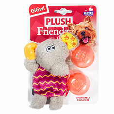 PLUSH FRIENDZ Игрушка для собак Слон со сменными пищалками, 13 см