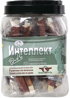 Лакомство ИНТЕЛЛЕКТ утиное мясо с морской рыбой для собак, 600 г. GREENQZIN.