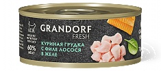 GRANDORF FRESH Консервы для кошек Куриная грудка с филе лосося в желе 70гр., шт