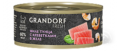 GRANDORF FRESH Консервы для кошек Филе тунца с креветками в желе 70гр., шт
