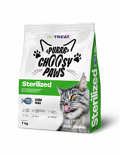 NU:Treat Sterilized корм для стерилизованных кошек с белой рыбой 7кг, шт
