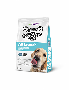 NU:Treat All breeds Сухой корм для собак всех пород с белой рыбой 2кг, шт