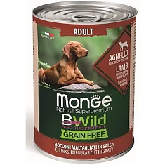 Monge Dog BWild GRAIN FREE консервы для собак (ЯГНЕНОК, ТЫКВА, КАБАЧКИ), 400г
