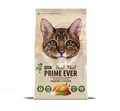 Prime Ever Fresh Meat Adult Cat Индейка рис полнорационный сухой корм для кошек всех пород 0,37кг. 