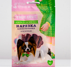 Лакомство НАРЕЗКА мясо телёнка для собак, 50 г. GQ TRUE LOVE.