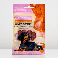 Лакомство ПОЛОСКИ мясо телёнка и тыква для собак, 50 г. GQ TRUE LOVE.