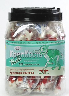 Лакомство КРЕПКОСТЬ кальциевая косточка с уткой для собак(индивид. упак.), 750 г. GREENQZIN.
