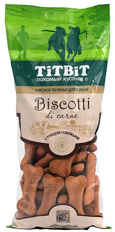 TITBIT лакомство печенье БИСКОТТИ для собак с рубцом говяжьим, 350 г