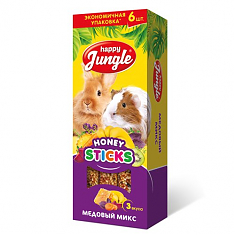 HAPPY JUNGLE палочки для крупных грызунов, медовый микс, 6 шт, 180 г