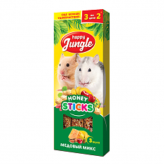 HAPPY JUNGLE палочки для мелких грызунов, медовый микс, 3 шт, 90 г