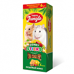 HAPPY JUNGLE палочки для мелких грызунов, медовый микс, 6 шт, 180 г
