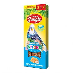 HAPPY JUNGLE палочки для птиц, мёд и минералы, 3 шт, 90 г