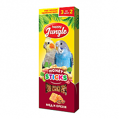 HAPPY JUNGLE палочки для птиц, мёд и орехи, 3 шт, 90 г