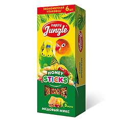 HAPPY JUNGLE палочки для птиц, медовый микс, 6 шт, 180 г