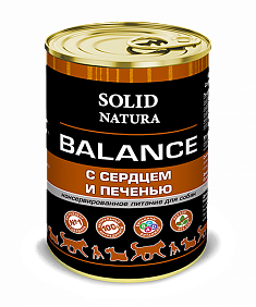 Solid Natura Balance Сердце и печень влажный корм для собак жестяная банка 0,34 кг