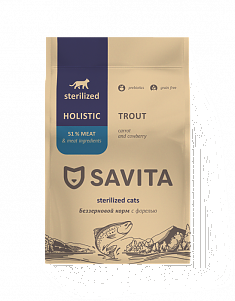 SAVITA CAT GRAIN FREE STERILIZED с форелью 0,4кг 409, шт