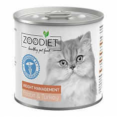 Zoodiet Weight Control при ожирении с кроликом и индейкой диета для кошек влажный 0,24 кг