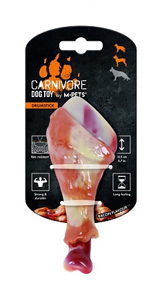 M-PETS Игрушка для собак Карнивор голень, вкус бекона, красная, 14,5х5,8х4,4 см