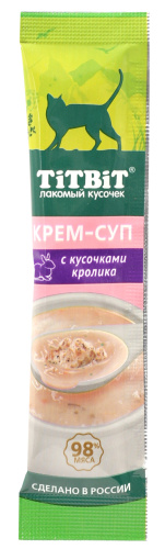 TITBIT лакомство крем-суп для кошек с кусочками кролика, 10 г