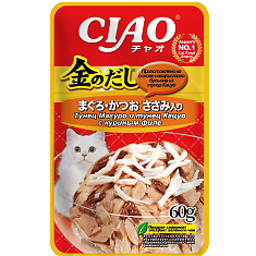 INABA Kinnodashi пауч для кошек (ТУНЕЦ, КУРИЦА В ЖЕЛЕ), 60 г