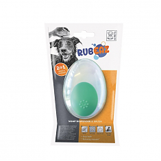 Щетка для мытья животных RUBEAZ SOAP DISPENSER BRUSH с дозатором для мыла, 11,5х7,5см, цвет зеленый