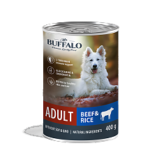 MR. BUFFALO ADULT консервы для взрослых собак (ГОВЯДИНА, РИС), 400 г.