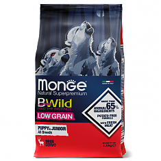 Monge Dog BWild LOW GRAIN корм для щенков (ОЛЕНЬ), 2,5 кг
