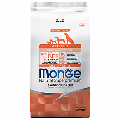 Monge Dog Monoprotein корм для щенков (ЛОСОСЬ, РИС), 2,5 кг